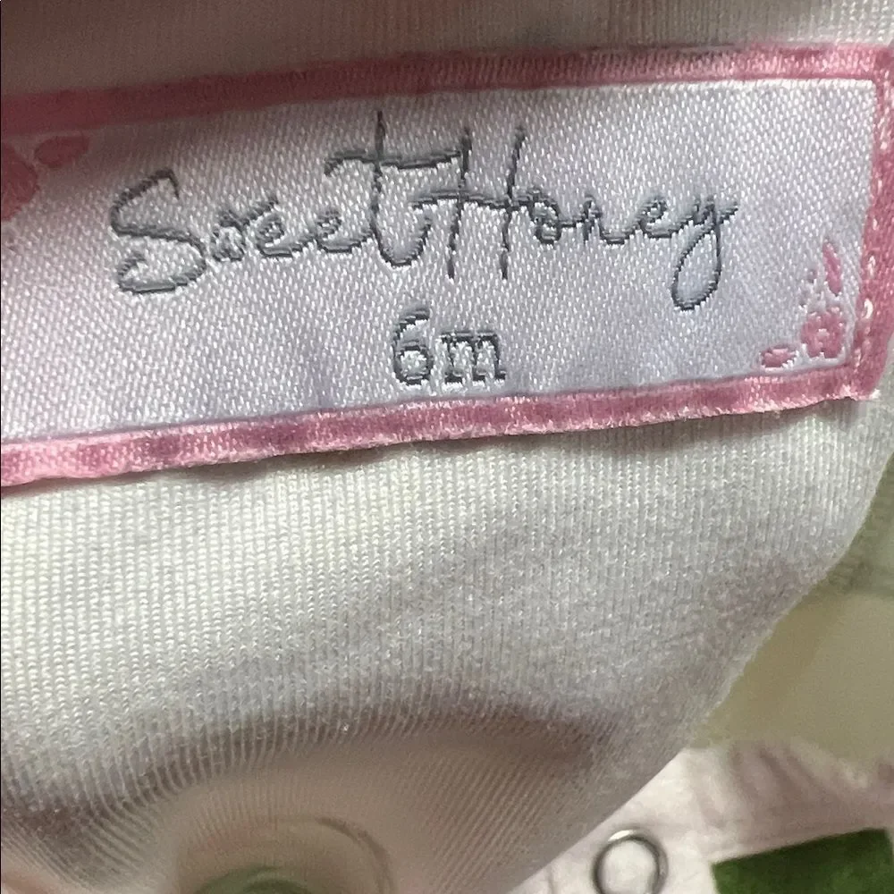 Sweet Honey Cream and Pink floral sleep gown with ruffle bottom size 6 months
